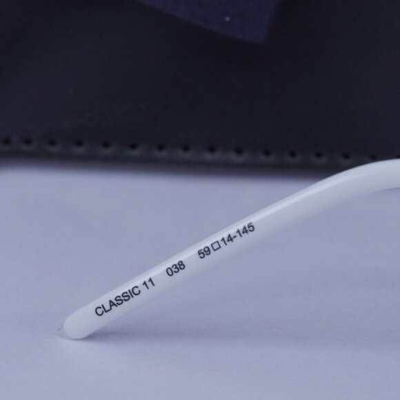 Saint Laurent CLASSIC11 038 Aviator Sunglasses - White/Grey - Picture 6 of 9